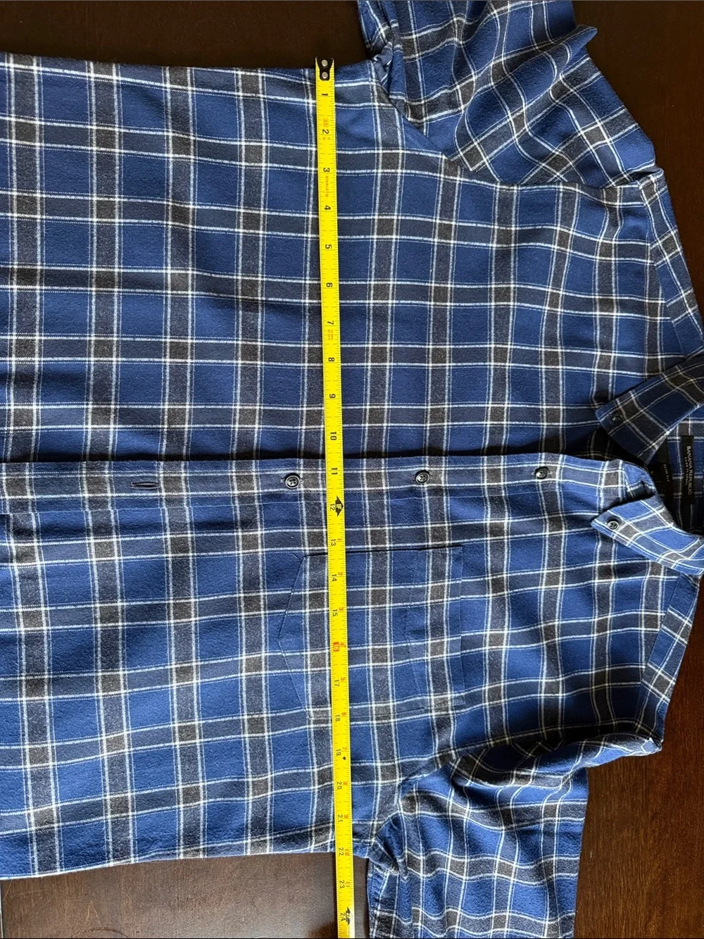 Men's Banana Republic Luxe Flannel Blue Plaid Long-Sleeve Button-Down Shirt